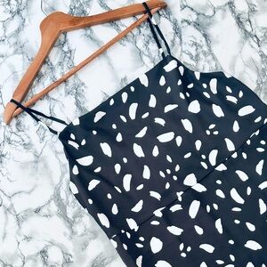 NWT Old Navy Cami Midi Dress in Black Spotted Animal Print